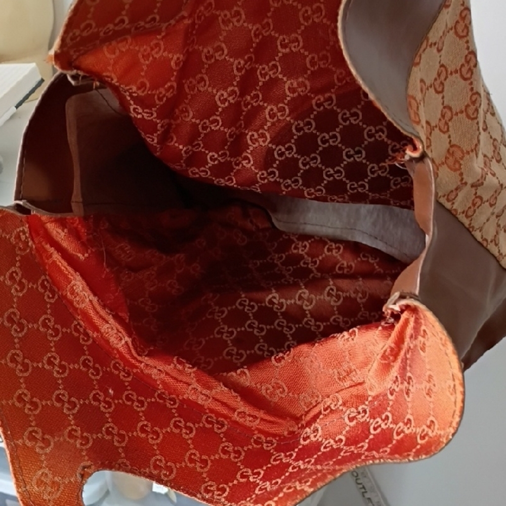 Vintage Gucci Orange and Brown Tote Dust Bag - Picture 7 of 11